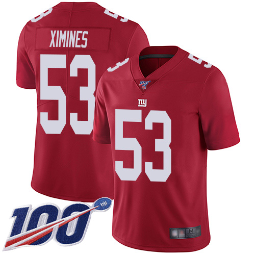Men New York Giants #53 Oshane Ximines Red Limited Red Inverted Legend 100th Season Football NFL Jersey->new york giants->NFL Jersey